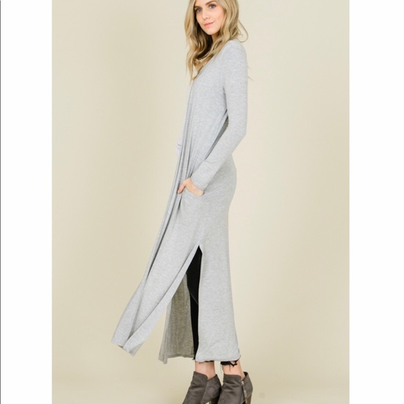 🎃Knit Solid Open Front Maxi Cardigan🎃 - Picture 4 of 8